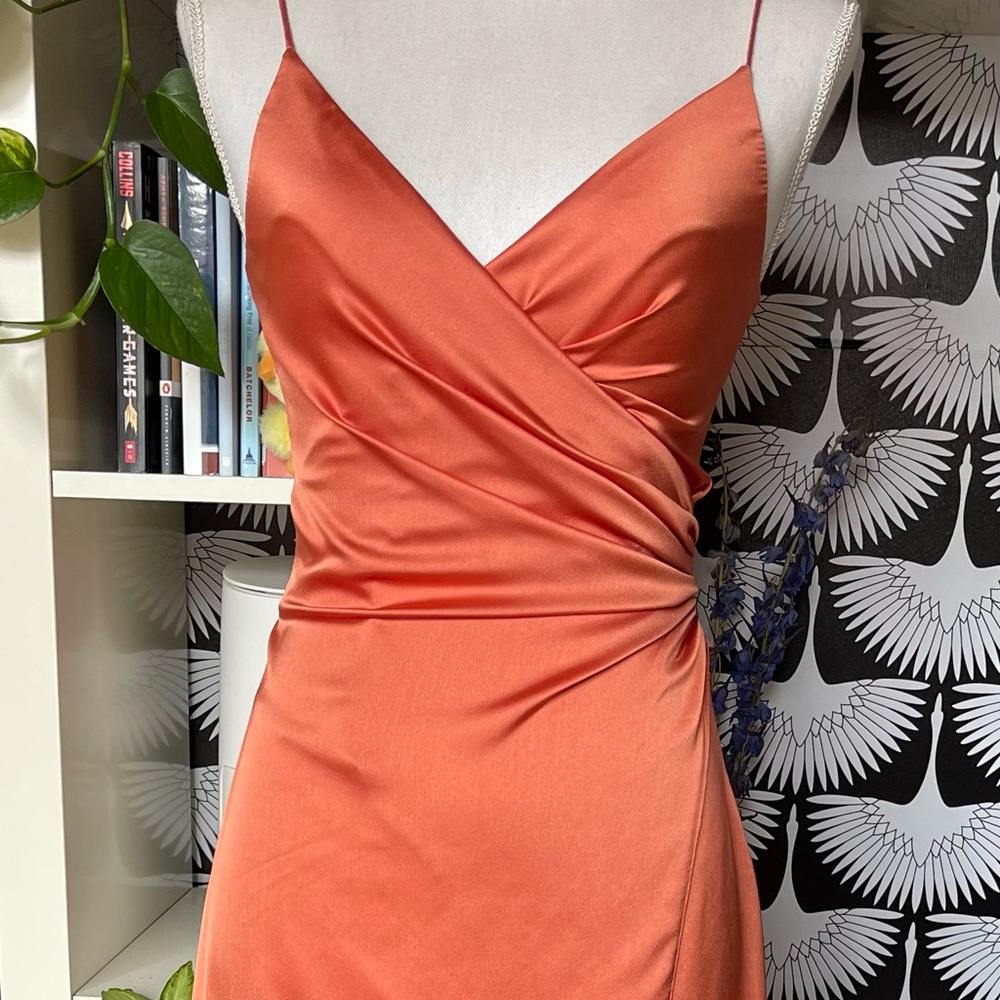 Nasty Gal Pink Ruched Wrap Slip Dress